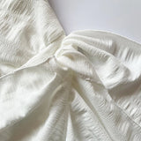 Foridol One Shoulder White Cotton Ruched Short Summer Dress Bowknot Beach Sundress Women Sleeveless Solid Dress