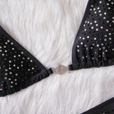 Shiny Sequins Rhinestone Bikini Women Swimwear Female Swimsuit Two-pieces Bikini set Metal Chain Halter Bather Bathing Suit Swim