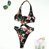 2025 Sexy High Cut Out Halter Female Swimwear One Piece Swimsuit Women Cross Bandage Monokini Bather Bathing Suit Swim Beachwear