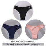 3Pcs/Set Women Cotton Panties Sexy V Waist Briefs T-Back Brazilian Underpants Female M-XL Underwear Girls Breathable Intimates