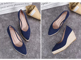 Suede princess women wedge shoes pointed toe pumps high heels platform Mary Jane office lady pumps party espadrilles cute shoesb