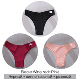 3Pcs/Set Women Cotton Panties Sexy V Waist Briefs T-Back Brazilian Underpants Female M-XL Underwear Girls Breathable Intimates