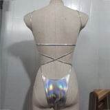 2025 Sexy Sparkling Shiny Women Swimwear One Piece Swimsuit Female High Cut Monokini Backless Bather Bathing Suit Swim Bodysuit