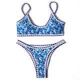 ZTVitality Swimwear Women 2025 New Arrival Print Whip Stitch Sexy Bikini Padded Bra Mid Waist Bandgae Swimsuit Brazilian Biquini