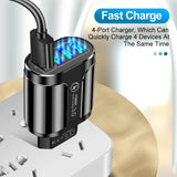 EU US Plug 4 USB 45W USB Charger Fast Charge QC 3.0 Wall Charging For iPhone 12 11 Samsung Xiaomi Mobile 4 Ports Adapter Travel