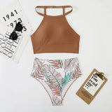 2026 High Waist Bikini Women High Neck Swimsuit Printed Swimwear Female Padded Beachwear Bathers Bathing Swimming Swim Suit
