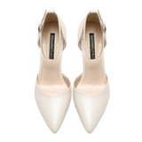 2025 Summer Brand Ankle Straps Womens Sandals 10 Cm Sexy Pointed Toe Platform Pumps Matte Leather Ladies High Heels Size 32 33