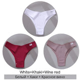 3Pcs/Set Women Cotton Panties Sexy V Waist Briefs T-Back Brazilian Underpants Female M-XL Underwear Girls Breathable Intimates