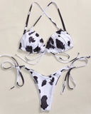 Sexy Printed Ruffled Frilled Thong Bikini Women Swimwear Female Swimsuit Two Pieces Bikini set Micro String Bathing Suit Swim