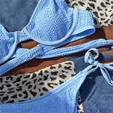Wrinkled Strappy Underwired Bra Cup Bikini Female Swimsuit Women Swimwear Two-pieces Bikini set Bather Bathing Suit Swim K3097