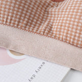 Gingham Lace Cross-Back Bralette Wireless Wrap Bra Sexy Lingerie Stretchy Beauty Cross Back Underwear Plaid Lace Trim Tube Bra