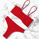 ZTVitality Sexy Solid Bow Bikinis Push Up Bikini 2021 Straps Padded Low Waist Swimsuit Bandage Swimwear Women Brazilian Biquini