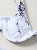 Sexy Marble Print Bikini 2026 Women Push Up Bra Underwire 3 Piece Swimsuit Brazilian Beach Bathing Suit Swimwear Swimming Suits