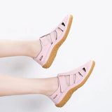 Split Leather Flat Sandals Women Fashion Summer Shoes Anti-slip Soft Sole Ladies Gladiator Sandal Breathable Sandalias SH031502