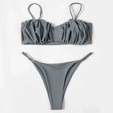 ZTVitality Folds Bikini Set 2022 New Arrival Solid Push Up Padded Bra Swimsuit Women's Beachwear Sexy Swimwear Brazilian Biquini
