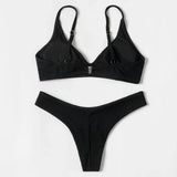 ZTVitality Black Sexy Women Swimsuit 2022 New Arrival Padded Bra Ribbed High Cut Bikini Beachwear Swimwear Brazilian Biquini S-L