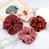 5Pcs/Lot Girl Pink Red Hair Band Accessories Fashion Large Hair Ties Solid Color Elastic Scrunchies For Women Ponytail Hairstyle