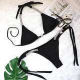 Sexy Halter Crystal Diamond Bikini 2025 Women Swimsuit Female Swimwear Two-pieces Bikini set Rhinestone Bather Bathing Suit Swim