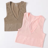 Deep V Crop Top Women Bra Top Sexy Lingere Seamless Underwear Female Tanks Top Sleeveless Fitness Top Camisole