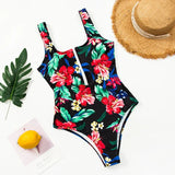 2026 Printed Zipper Swimsuit One Piece Sexy Swimwear Women Floral Bathers Bathing Swimming Swim Suit Female Beachwear