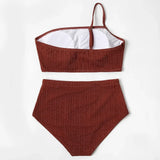 ZTVitality Ribbed Shiny One Shoulder Sexy Bikini 20225 New Arrival Padded Bra High Waist Swimsuit Beachwear Solid Swimwear Women
