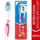 Colgate Extra Clean Manual Toothbrush - Effective Oral Hygiene for Back Teeth, Soft Tongue Cleaner, and Hard-to-Reach Areas - Dental Care Essentials
