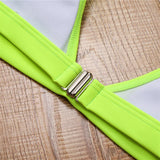 Halter Neon Green Brazilian Thong Bikini 2026 Female Swimsuit Women Swimwear Two Pieces Bikini Set High Cut Bathing Suit Swim