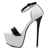 Big Shoe Size 41 42 43 44 45 46 Sandals Women Platform Shoes Sexy 16 CM High Heels Open Toe Buckle Nightclub Shoes red  yui8
