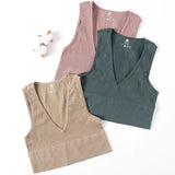 Deep V-Neck Crop Top 18 Colors Slim Fit Tank Stretchy Sleeveless Crop Vest Casual Ribbed Knit Top Low Cut Summer Camisole M-XL