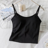 Women Crop Tops U-Back Tanks Top Female Cotton Underwear Summer Twist Back Cami Padded Top Beauty Back Removable Pads Camisoles