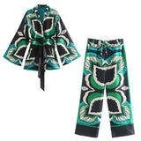 Foridol Oversized Green Print Boho Women Shorts Sets Shirts Shorts Pants Three Pieces Fashion Suits Matching Sets 2025 Summer