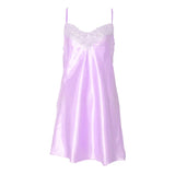 Women Ice Silk Cool Nightgown Pyjamas Sexy V Neck Sleepwear Nightwear