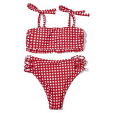 ZTVitality Blue Plaid Bikinis Push Up Bikini 2020 Newest Padded Bandage Swimsuit High Waist Cross Hollow Out Sexy Swimwear Women