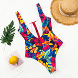2026 Printed Zipper Swimsuit One Piece Sexy Swimwear Women Floral Bathers Bathing Swimming Swim Suit Female Beachwear