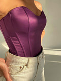 Women’s Sexy Exposed Navel Tube Tops Fashion Solid Color Off-the-shoulder Pullover Strapless Tops Wrap Tops