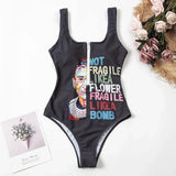 2026 Printed Zipper Swimsuit One Piece Sexy Swimwear Women Floral Bathers Bathing Swimming Swim Suit Female Beachwear