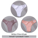 3Pcs/Set Women Cotton Panties Sexy V Waist Briefs T-Back Brazilian Underpants Female M-XL Underwear Girls Breathable Intimates