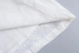 Foridol White Lace Summer Dress for Women Flower Embriodery Cotton Mini Dress Puff Sleeve Lace Up Ruffles Short Beach Dress