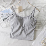 Women Crop Tops U-Back Tanks Top Female Cotton Underwear Summer Twist Back Cami Padded Top Beauty Back Removable Pads Camisoles