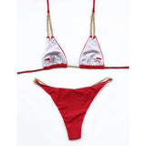 Sexy Halter Metal Chains Brazilian Bikini 2025 Women Swimsuit Female Swimwear Two Pieces Bikini Set Bathing Suit Swim Beach Wear