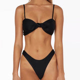 ZTVitality Sexy Solid Bow Bikinis Push Up Bikini 2021 Straps Padded Low Waist Swimsuit Bandage Swimwear Women Brazilian Biquini