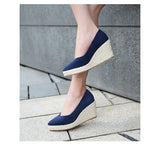 Suede princess women wedge shoes pointed toe pumps high heels platform Mary Jane office lady pumps party espadrilles cute shoesb