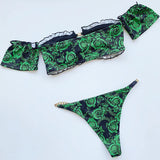 Cherry Print Off Shoulder Bikini 2025 High Cut Swimsuit Women Female Brazilian Swimwear Two pieces Bikini set Bathing Suit Swim