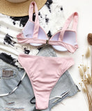 Sexy Ribbed Bra Cup High Waist Bikini Women Swimsuit Female Swimwear Two Pieces Bikini set Push Up Bather Bathing Suit Swim Lady