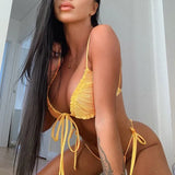 Sexy Ruffle Frilled Micro Thong Bikini 2025 Women Swimwear Female Swimsuit Two-pieces Bikini set String Bather Bathing Suit Swim