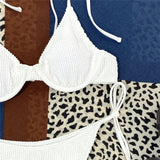 Wrinkled Strappy Underwired Bra Cup Bikini Female Swimsuit Women Swimwear Two-pieces Bikini set Bather Bathing Suit Swim K3097