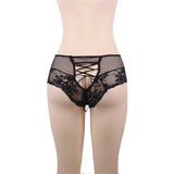 Pink High Waist Lace Strappy Panty for Women Sexy See Through Mesh Thong Underwear Plus Size Breathable