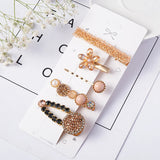 1Set Handmade Pearls Hair Clips Pin for Women Fashion Geometric Flower Barrettes Headwear Girls Sweet Hairpins Hair Accessories