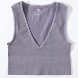 Deep V-Neck Crop Top 18 Colors Slim Fit Tank Stretchy Sleeveless Crop Vest Casual Ribbed Knit Top Low Cut Summer Camisole M-XL