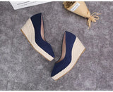 Suede princess women wedge shoes pointed toe pumps high heels platform Mary Jane office lady pumps party espadrilles cute shoesb